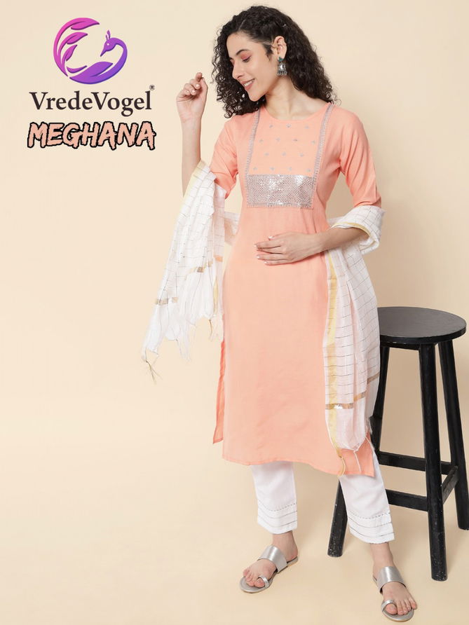 VredeVogel Meghana Cotton Fancy Ethnic Wear Ready Made Suit Collection